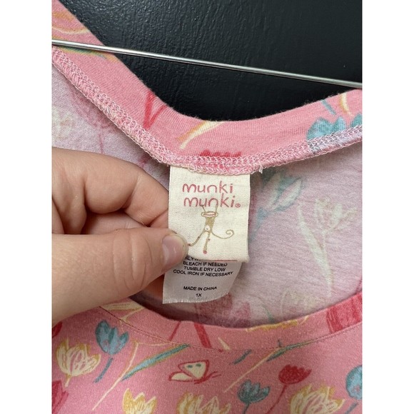 Munki Munki Womens Tiptoe Tulips Pink Comfy Nightgown Loungewear 1X Mumu - Picture 3 of 4